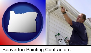 a painting contractor brushing paint on an aluminum leader in Beaverton, OR