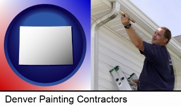 a painting contractor brushing paint on an aluminum leader in Denver, CO