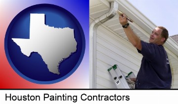 a painting contractor brushing paint on an aluminum leader in Houston, TX