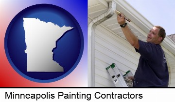 a painting contractor brushing paint on an aluminum leader in Minneapolis, MN