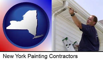 a painting contractor brushing paint on an aluminum leader in New York, NY