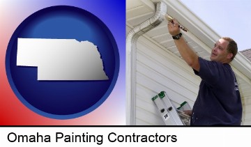 a painting contractor brushing paint on an aluminum leader in Omaha, NE