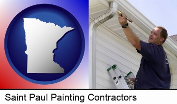 a painting contractor brushing paint on an aluminum leader in Saint Paul, MN