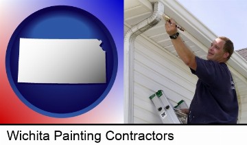 a painting contractor brushing paint on an aluminum leader in Wichita, KS